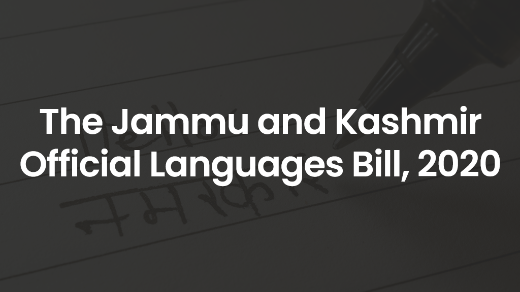 The Jammu and Kashmir Official Languages Bill, 2020